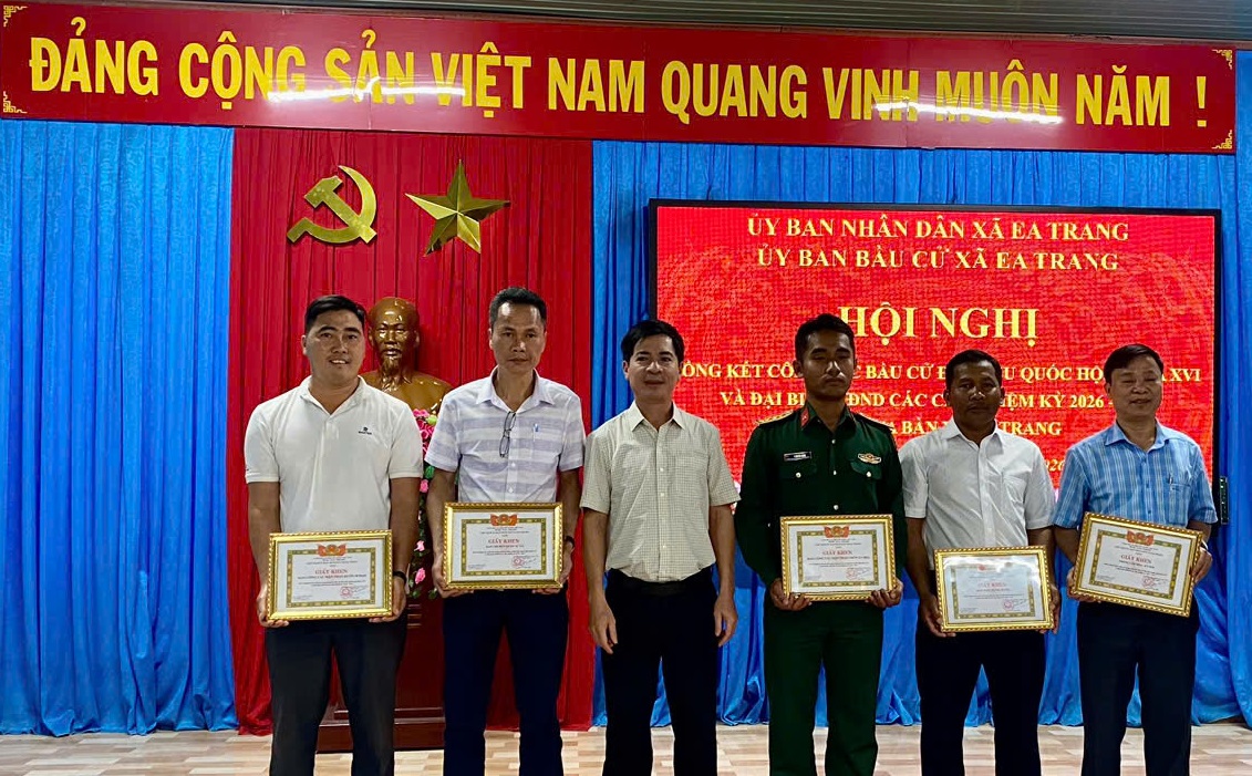 UBBC xã Ea Trang tổ chức Hội nghị tổng kết công tác bầu cử đại biểu Quốc hội khóa XVI và đại biểu Hội đồng nhân dân các cấp nhiệm kỳ 2026–2031