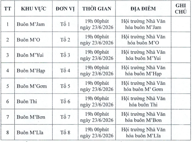 THÔNG BÁO Về việc tổ chức Hội nghị lấy ý kiến Nhân dân đối với phương án sắp xếp thôn, tổ dân phố trên địa bàn xã Ea Trang