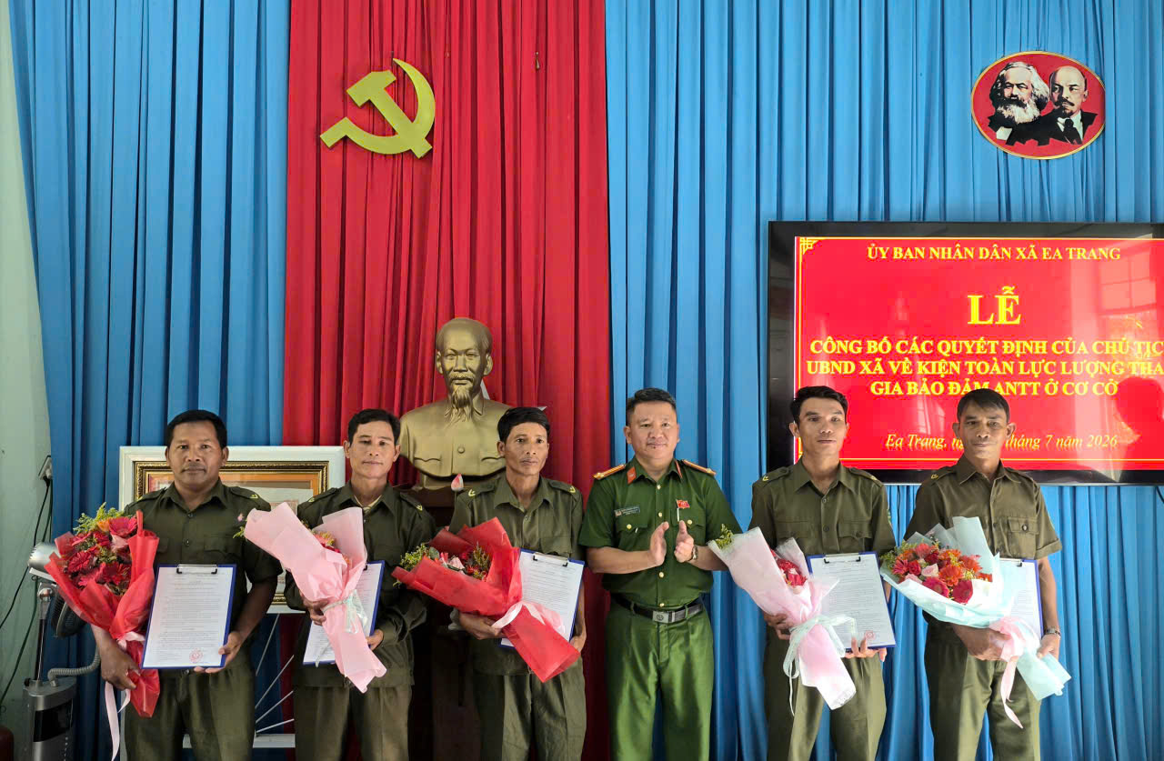 Công an xã Ea Trang tổ chức Hội nghị kiện toàn tổ bảo vệ an ninh trật tự ở cơ sở